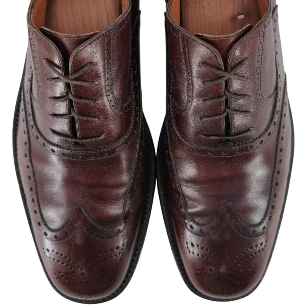 Salvatore Ferragamo Tramezza Brown Leather Wingtip Oxfords Men 11.5D Dress Shoes - Picture 14 of 14